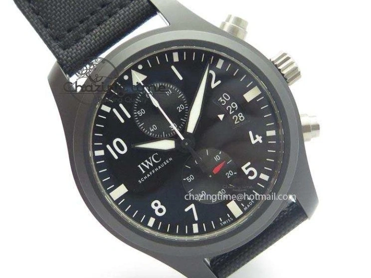 MIROTIME 0412 EasyCare Pilot Chrono IW388001 Real Ceramic ZF 1:1 Best Edition On Black Nylon Strap A 7279